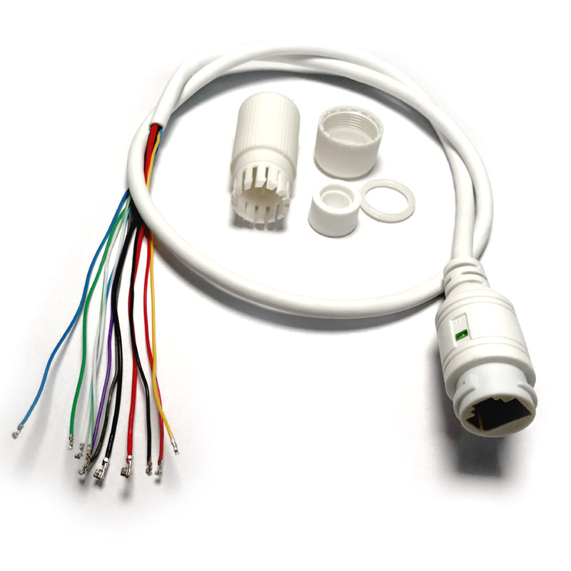 Waterproof POE LAN cable for CCTV IP camera board module with weatherproof connector RJ45, Single status LED