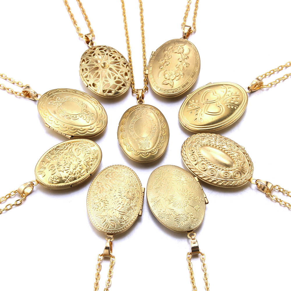 Nostalgia Retro Memory Photo Necklace Jewelry Mini Photo Pendant Vintage Copper Women's Disc Flower Album Locket Necklace Gift