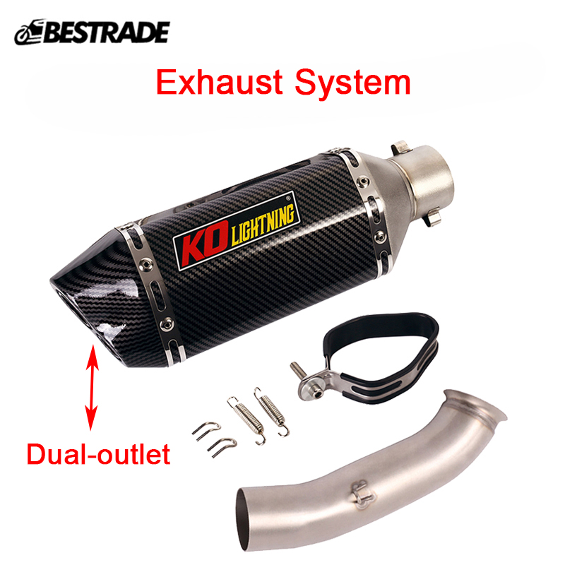 Motorcycle System 51mm Exhaust Muffler Pipe Silencer Tube Middle Connect Link Tips Modified for DUKE 125 250 390 RC390 2017-2021