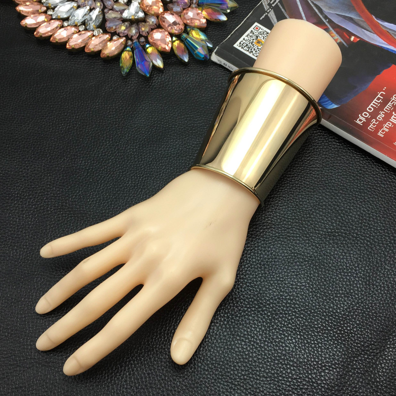 MANILAI Simple Design Smooth Alloy Cuff Bracelets For Women Statement Jewelry Classic Big Bangle Manchette Punk Accessories