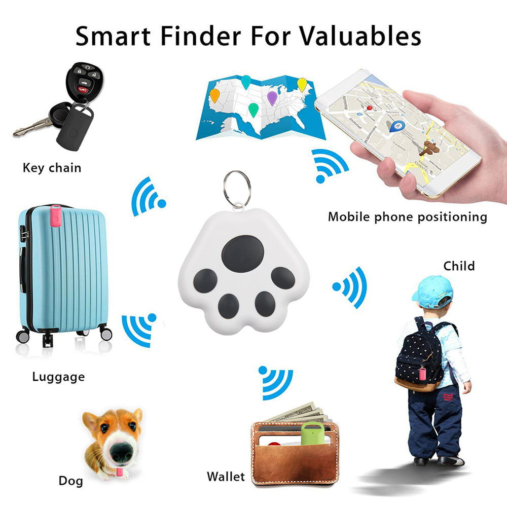 Mini Cute Cat Paw Smart Tracker Bluetooth Anti-Lost Waterproof Tracker For Car Kids Pets Wallet Key Collar Tracking Device