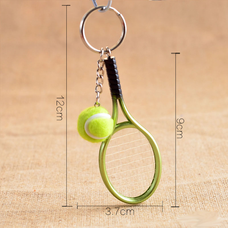 Cute Sport Mini Tennis Racket Pendant Keychain Keyring Key Chain Ring Finder Holer Accessories Gifts for Teenager Fan #1-17162