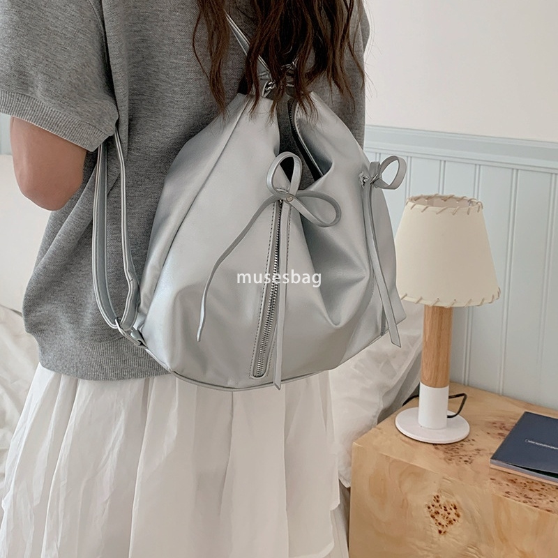 New trendy bow backpack for women fashionable Korean tote bag casual large capacity single shoulder backpack backpack dual-purpose bag