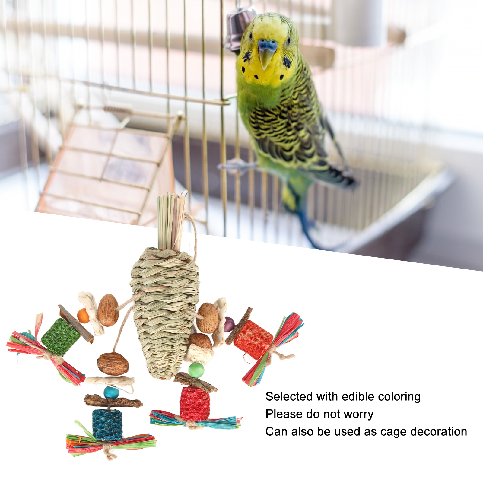 Bird Chew Toy Beak Grinding Colorful Boredom Relief Parrot Bite Toy For Cockatiel Lovebird Budgie