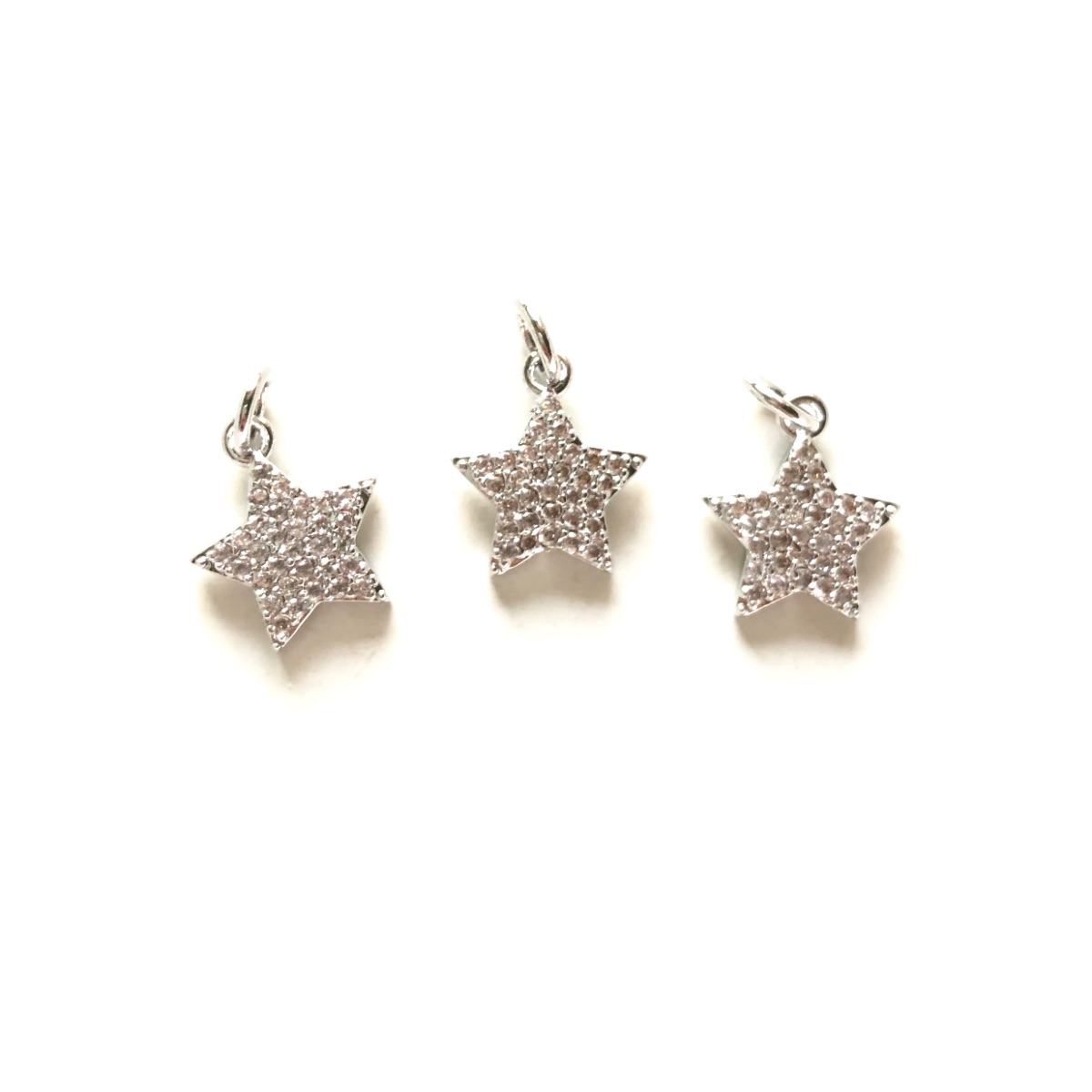 5pcs Small Size Clear Black Micro Zirconia Pave Star Pendant Gold-Plate Charm for Women Jewelry Earring Bracelet Necklace Making