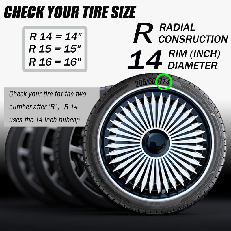 4PCS R14 R15 R16 Inch Universal Wheel Cover Hubcap Replacement Hub Caps Wheel Rim Cover PP Tire Accessories Snap On SUV Truck