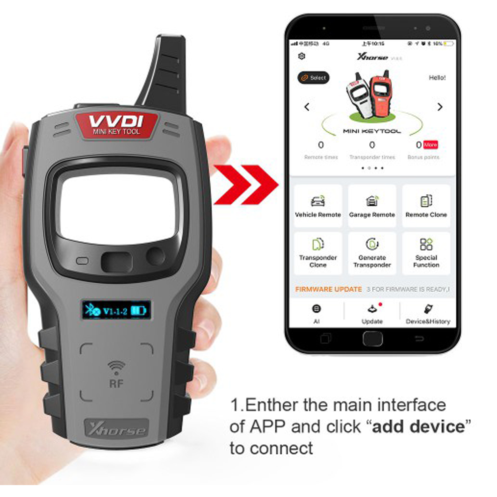 Xhorse VVDI Mini Key Tool With 96bit 48-Clone Test Read Remote Car Key Programmer Support Android iOS XT27 Super Chip 4D 4C ID48