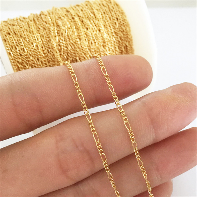 Real 14K Gold Filled Figaro Chain 1.5MM Chain Necklace Gold jewelry Minimalist Gold Filled Chain DIY Jewelry
