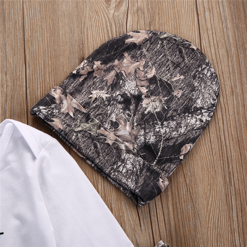 PUDCOCO 3PCS Crawl Walk Hunt Newborn Baby Boys Romper Tops Pants Hat Outfits Set Clothes Support wholesale