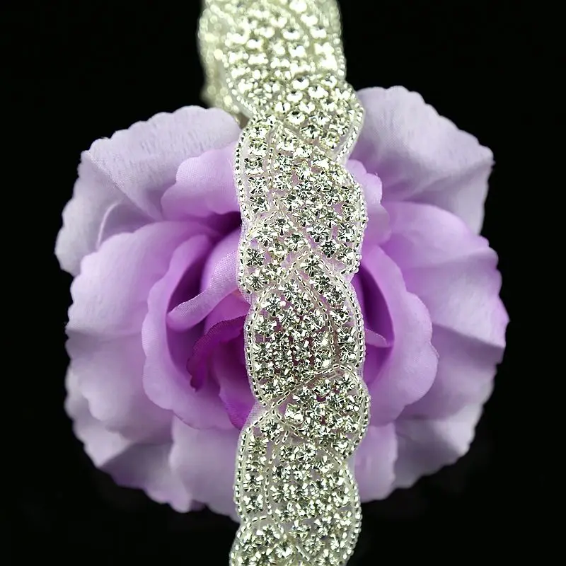 JLZXSY 1 Yard Rhinestone Applique Crystal rhinestone Bridal Accessories Crystal Trim Rhinestone Beaded Applique Wedding Applique