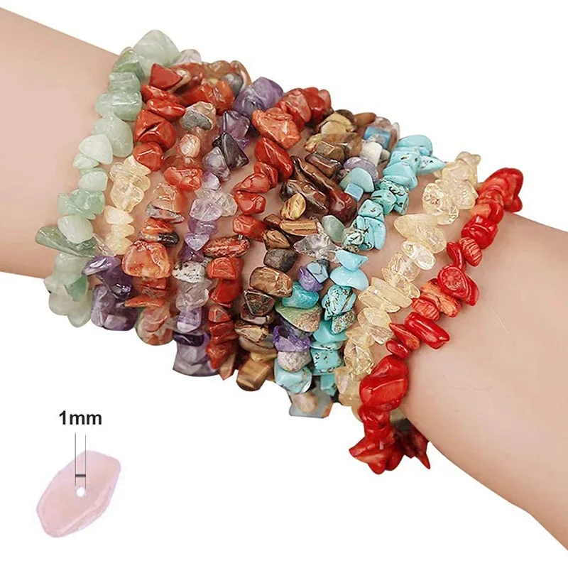 Natural Stone Beads Box WIth Accessories and Tools Irregular Gemstones Healing Loose Rocks For DIY Bracelet Jewelry Making Craft