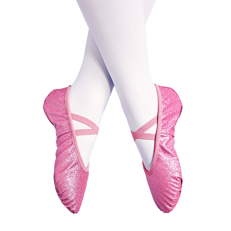 Girls Ballet Shoes Glitter Pink Flat Ballet Dancing Slippers Dance Shoes For Adult Women Kids Children