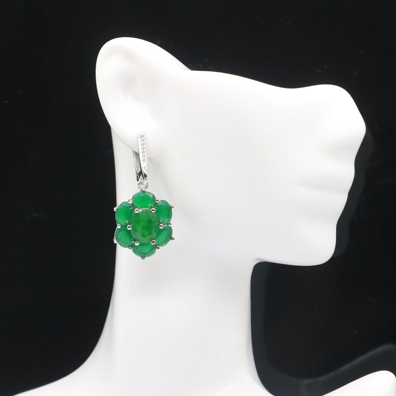 38x17mm SheCrown Jewerlry Set Real Green Emerald Violet Tanzanite White CZ For Sister Bride Wedding Silver Earrings Pendant