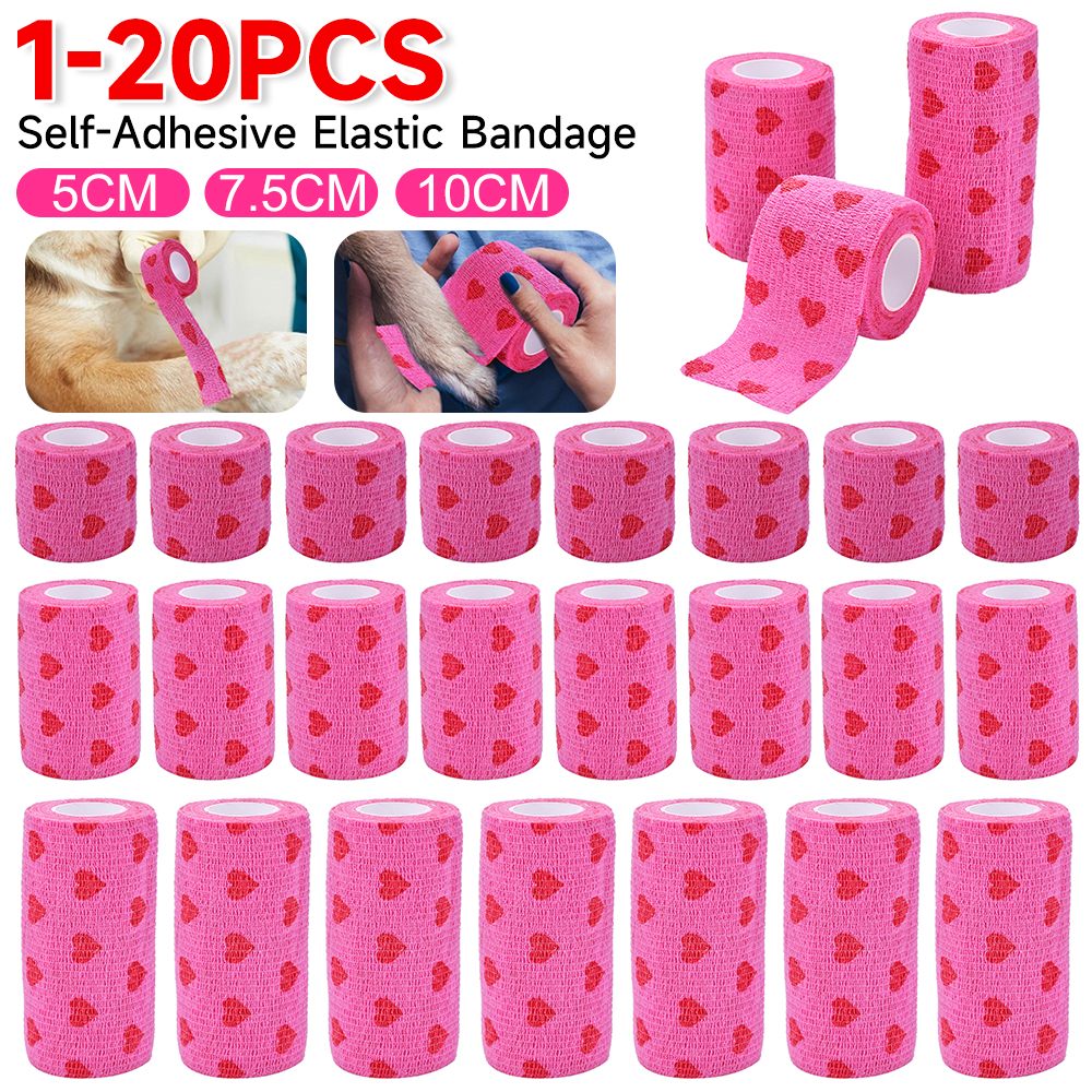 1-20Pcs Rose Red Heart Stampato Tattoo Grip Bandage Cover C…