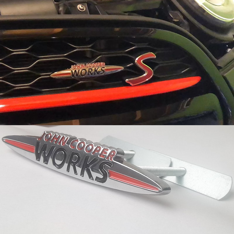 Car Front Grille Badge Emblem Sticker For Mini Cooper S JCW F54 F55 F56 F60 R50 R55 R56 R53 Chrome Metal Mini JCW LOGO Sticker