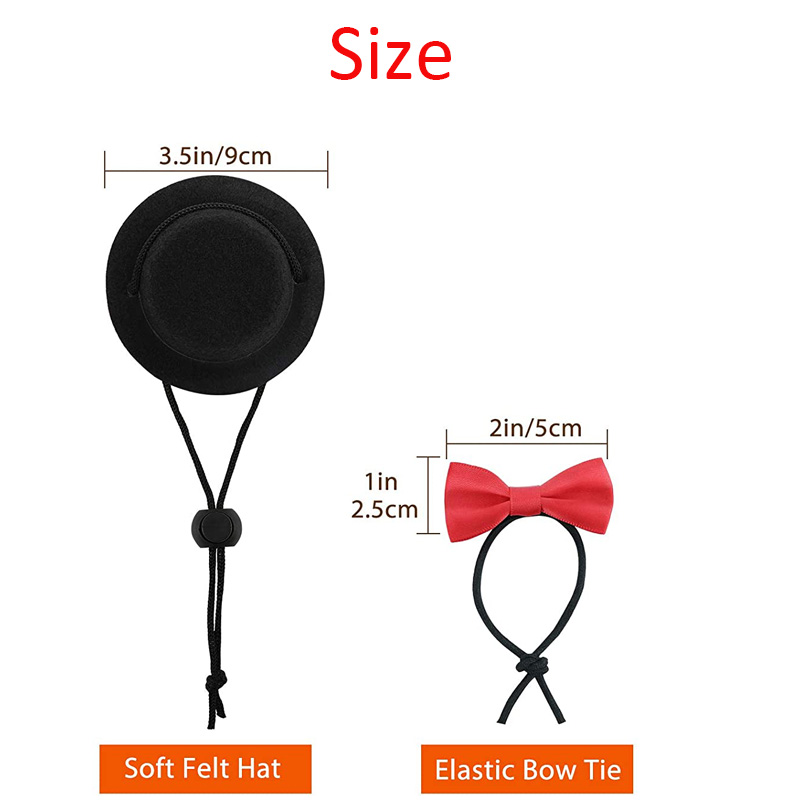2Pcs/Set Guinea Pig Hat and Bowtie Hamster Costume Outfit Rats Chinchilla Cool Pet Rabbit Cap Hat Small Pet Items Accessories