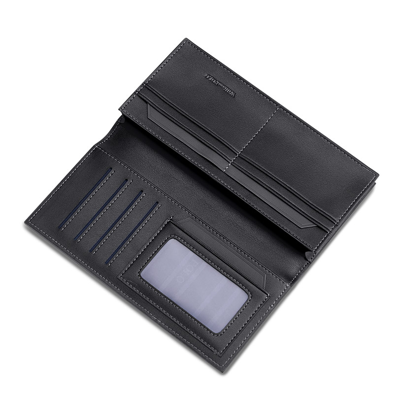 WilliamPOLO 100% Genuine Leather Men's Wallet RFID Blocking Long Purse Coin Case Passport Cover For Mens Credit Card Holder