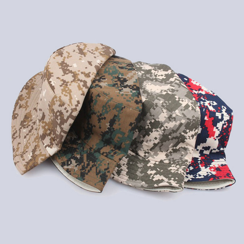 4 Colors Men's Military Print Bucket Hat Unisex Camouflage Fishing Hat Cap Summer Panama Fisherman Hat Red Camo Fedora Hat YD045