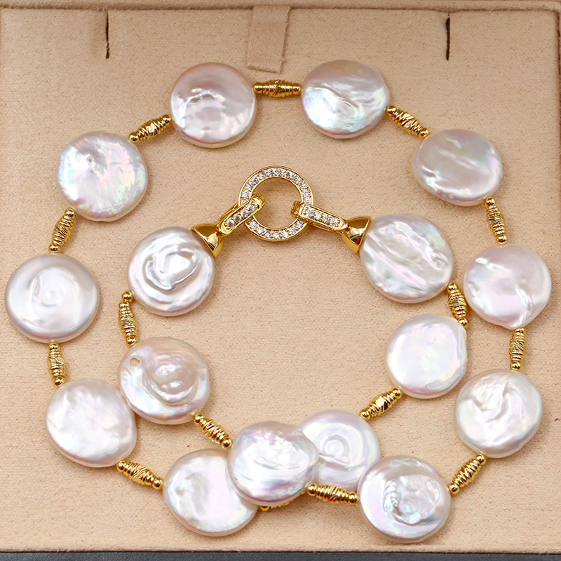 BaroqueOnly Special Shape Natural Baroque Style Coin White Pearl Necklace Sweater Chian/Bracelet/Choker Lighting Buckle NE