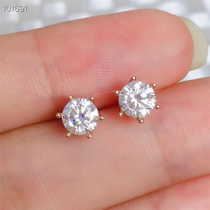 18K Rose Gold Moissanite Stud Earrings 1CT VVS Lab Diamond Fine Jewelry for Women Anniversary Gift Total 2CT Real Au750 Earring