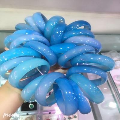 High Quality Natural Royal Chalcedony Emperor Sea Blue Agate Jade Bracelet Jewelry Lucky Accessories Exquisite Healing Bangle