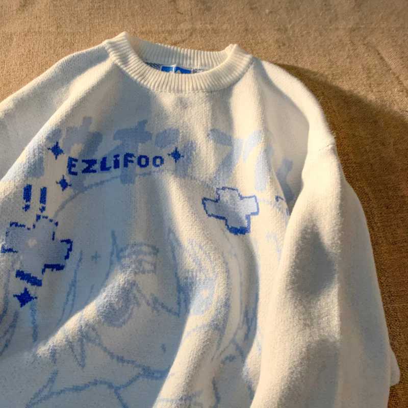 Men's Sweaters Anime Sweater Women Oversized Japanese Kawaii Jumper Autumn Cartoon Knitting Pullover Sweater Vintage Harajuku Sweatshirts Y240622