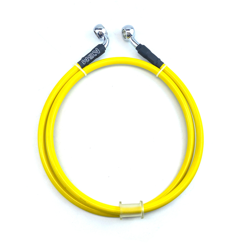 M10 28 90 Degree Motorcycle Dirt Bike Braided Line Steel Brake Hose Cable Hydraulic Banjo Pipe 400mm-2200mm for Universal Racing