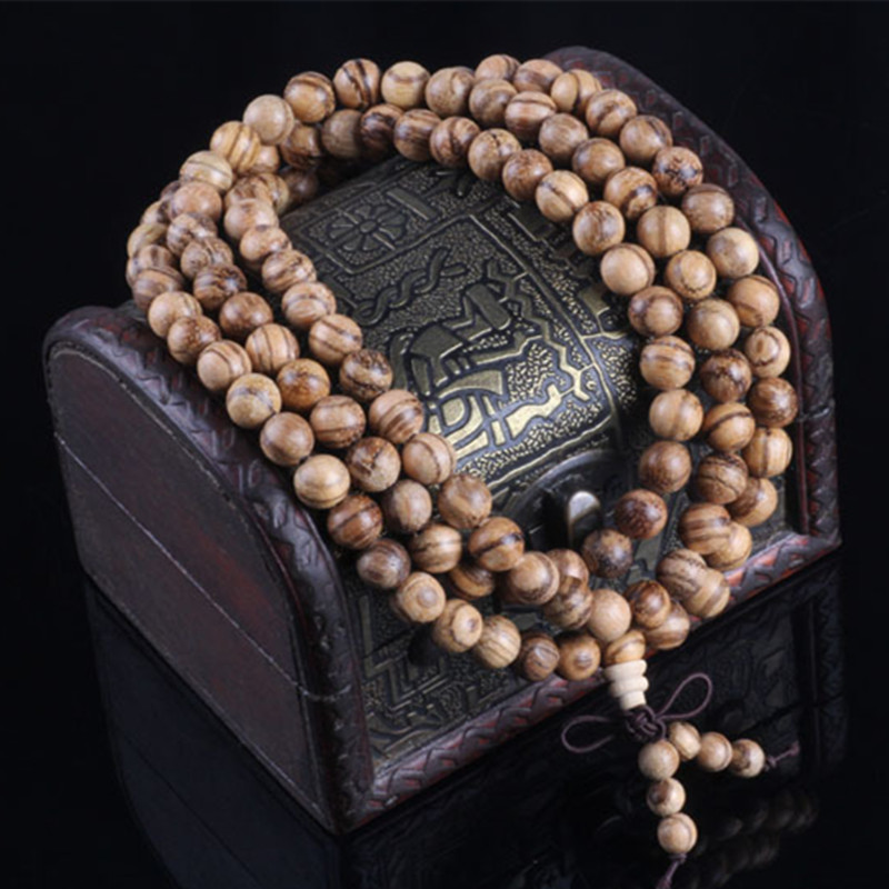 Sennier Natural Vietnamese agarwood incense 108 beads 6mm 8mm Buddha prayer malas beads bracelets Rosary Wooden Bangle jewelry
