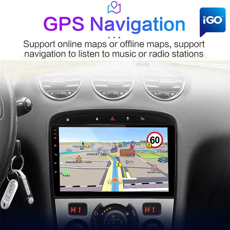 9 Inch 2 Din Android 13 Car Radio GPS RDS DSP multimedia player for Peugeot 408 for Peugeot 308 308SW 2din android car player 4G