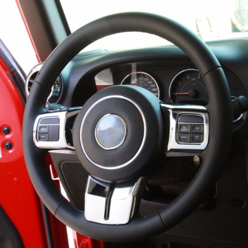 3PCS Car Steering Wheel Trim Cover Fit For Jeep Wrangler Compass Patriot Grand Cherokee 2011-2016 New High Quality