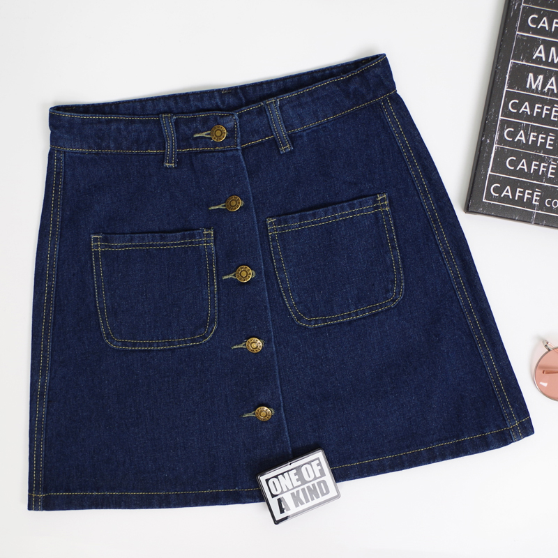 Summer Womens A-line Y2K Pencil Min Denim Skirt High Waist Jeans Harajuku Pockets Skirt Black White Bottom Clothes