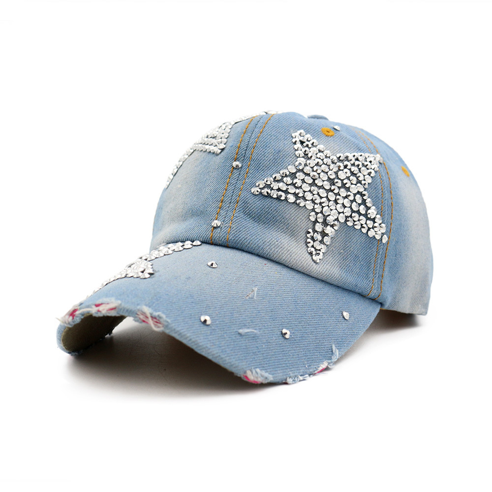 Women's Hat Diamond Flower Cowboy Female Bone Baseball Cap Summer Style Casquette Jeans Hat Cowboy Hat Baseball Hats