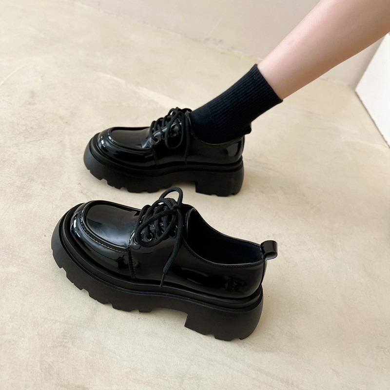 2025 new Platform Leather&matte Lace-up Oxfords Women British Daisy Low-top Sneakers Creepers Round Toe Daddy Shoes Woman 03c0 d978 2137