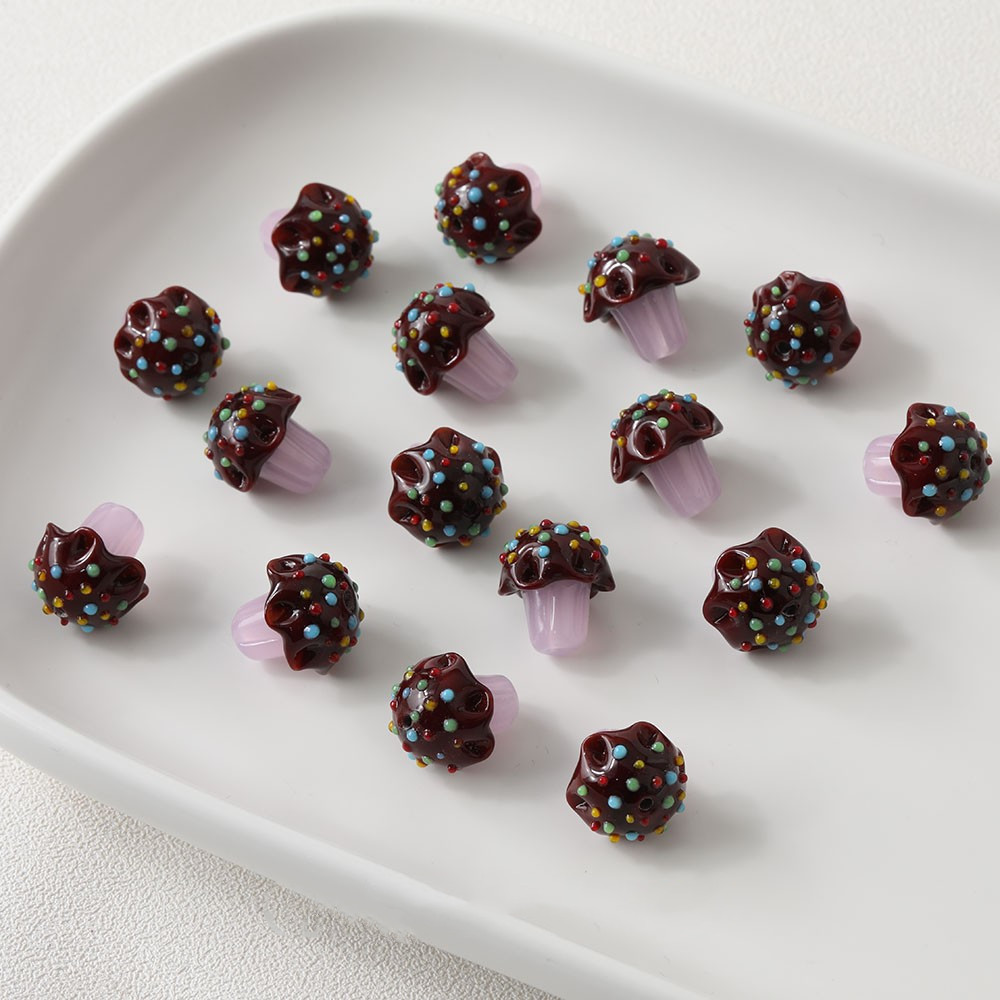 15x16mm Icecream Bead Lampwork Mushroom Glass Bead Handmade High Quality DIY Jewelry Bracelet Necklace Phone Charm