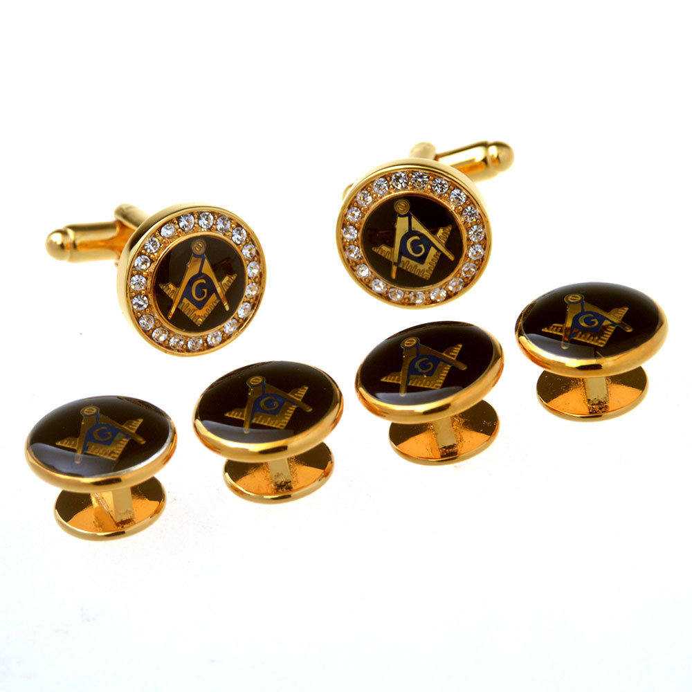 Hot Sale Men Cuff Links Freemasonry Cufflinks Masonic Cuff Buttons Sleeve Designer for Masonry Square and Compass with G