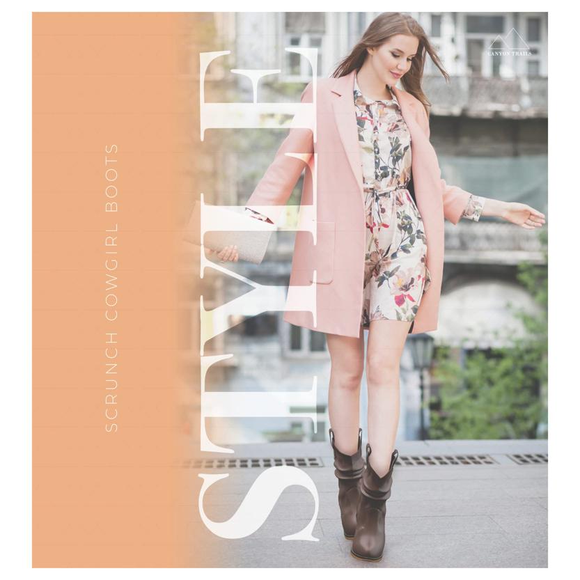 Women's Western Cowboy Boots, Faux Leather Cowgirl Boots with Stacked Heel for Teens and Ladies 4 1f1d2