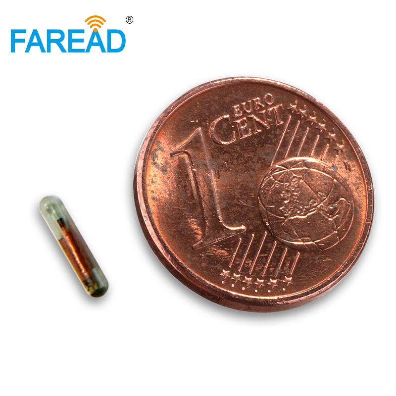 134.2KHz FDX-A 1.4*8mm/2.12*12mm animal implant 10 digits RFID glass tag identifier microchip for fish ID arowana micro chip