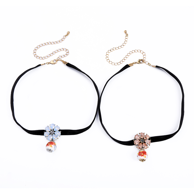 Cute Ethnic Pink/White Resin Ceramic Glass Flower Drop Earring Neckalce For Women Handmade Wholesale Romantic Jewelry Accessory