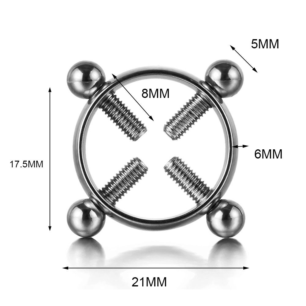 Round Non-Piercing Nipple Ring 316L Surgical Steel Adjustable Screw Body Piercing Nickel-free Fake Piercing Women Sexy Jewelry
