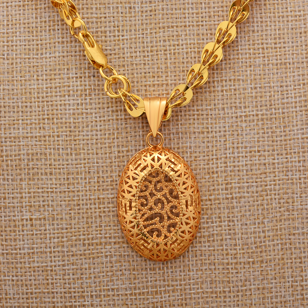 24K Jewelry sets wedding gold color for women African bridal gifts Women's necklace earrings pendants jewellery set wholesale