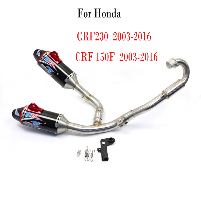 Dirt Pit Bike Motocross Complete Dual Exhaust Twin Muffler Link Pipe Full System Muffler System For Honda CRF230 CRF250 CRF 150F