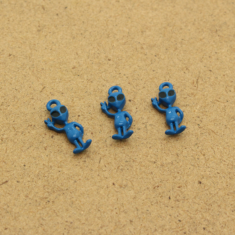 6pcs 20x7mm 3D Anime Aliens Enamel Charms Creative Funny Earring Necklace Keychain Pendant Accessory DIY Crafts Jewelry Make