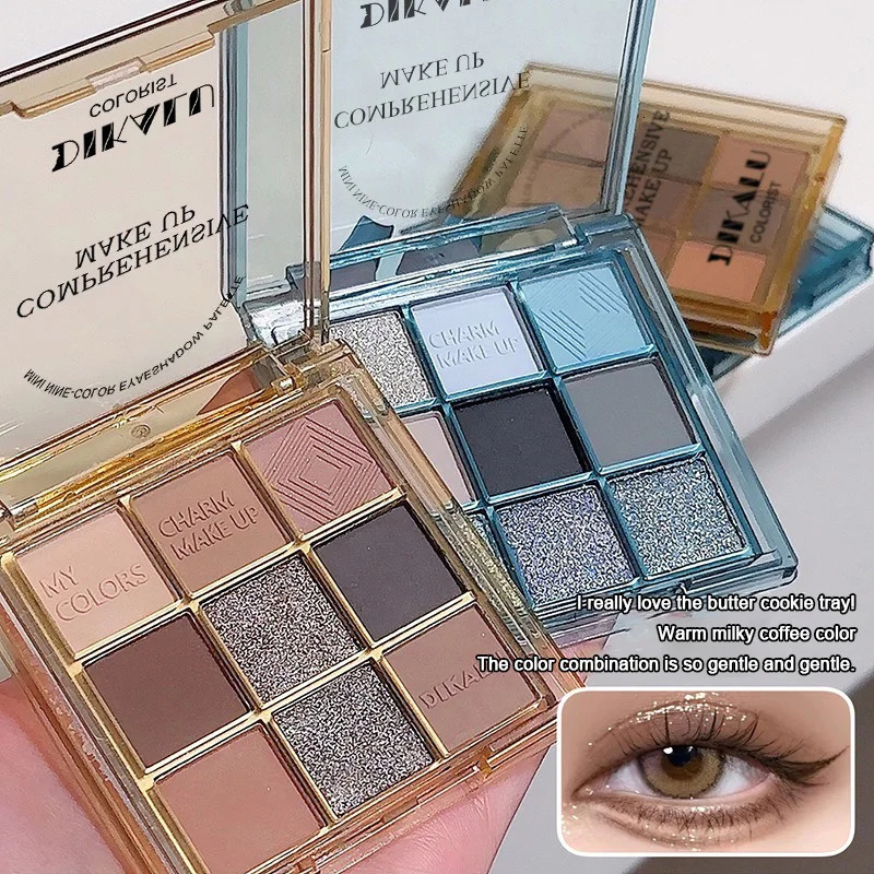 Nine Colors Con Punk Smoky Eyeshadow Makeup Palette Dark Black Pressed Glitter for Eyes Shadow Pigments Powder Cosmetics 240624