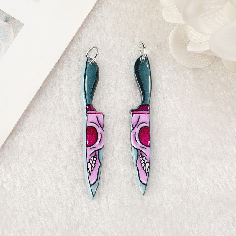 10 Pcs Halloween Charms Spooky Ghost Knife Flatback Acrylic Jewlery Findings For Earrings Keychain Pendants Diy Making