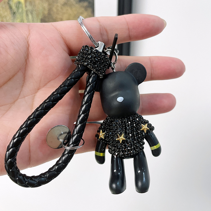 Cute Luxury Rhinestone Purse Keychain Small Bear Car Keychain Women Bag Accessories Couple Key Chain Charm Holder