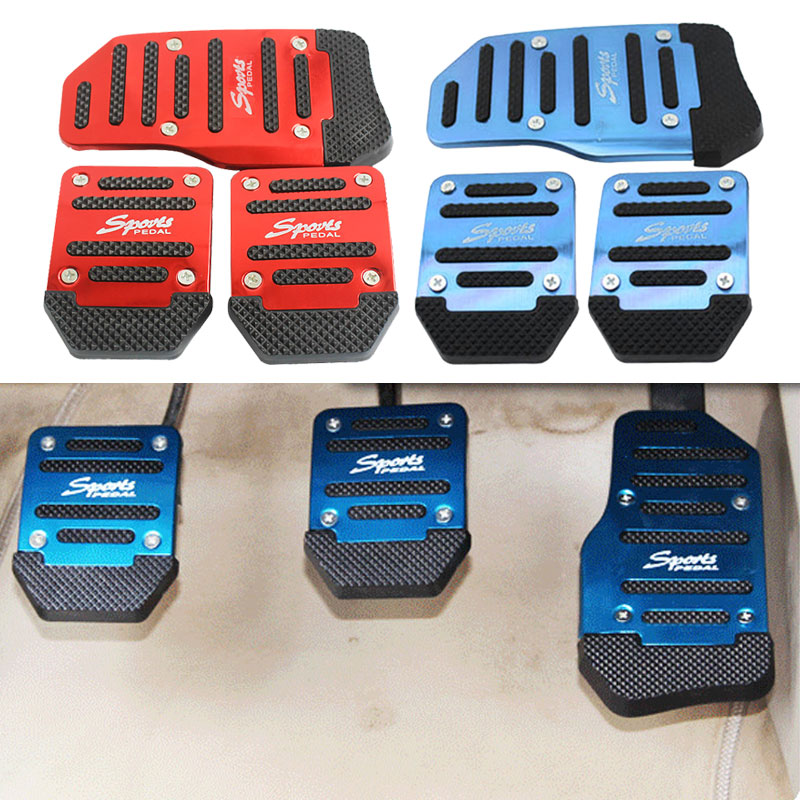Universal 3Pcs Racing Manual Non-Slip Foot Pedal Pad Cover Aluminum Automatic Gear Brake Accelerator Car Interior Accessories
