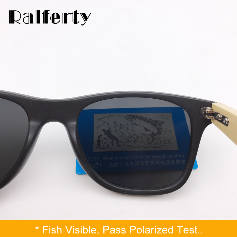 Ralferty Real Bamboo Sunglasses Men Polarized Women Black Sunglass Male UV400 Sun Glasses Driver Goggles Wooden Eyewear Shades