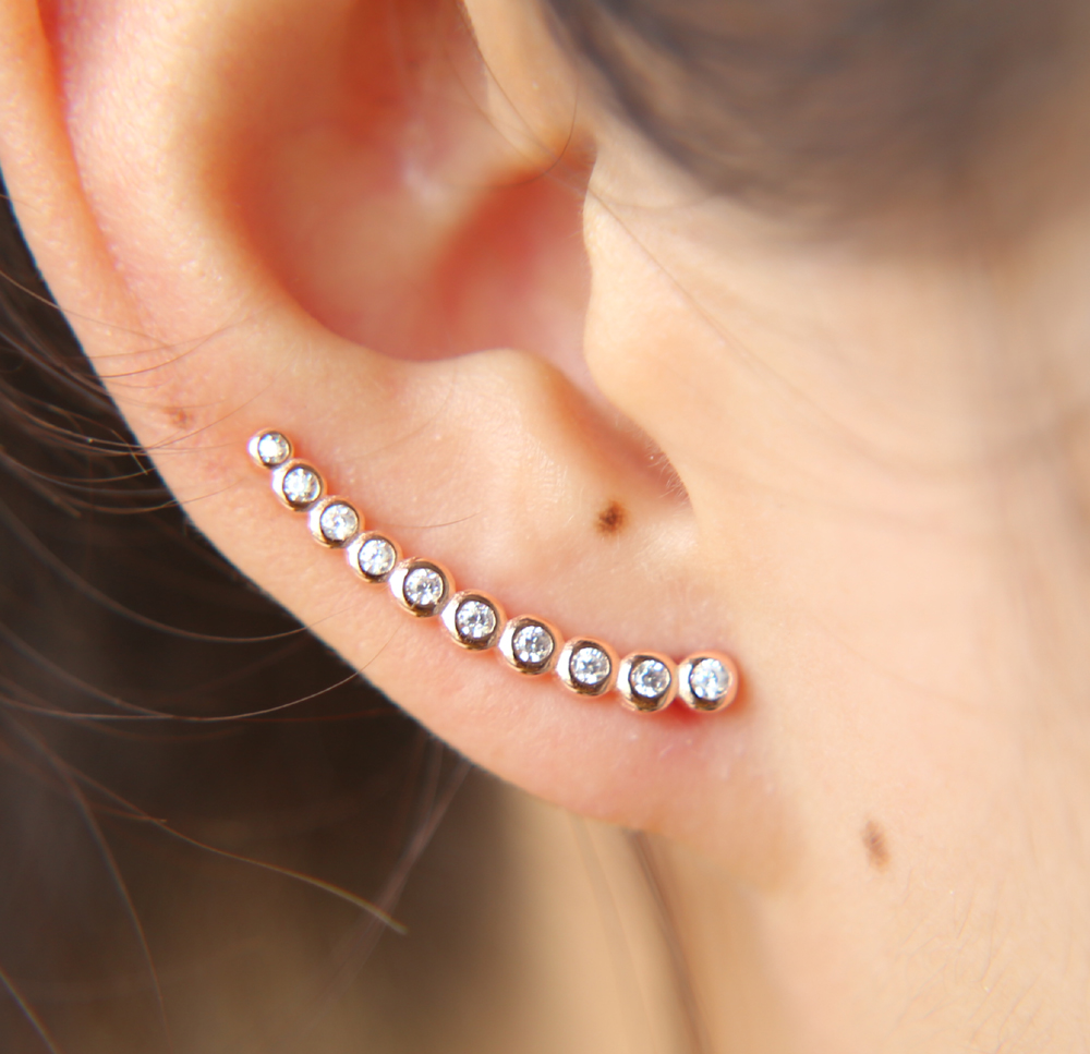 New Arrival best friends 925 sterling silver sweep cz long wire thread ear climber women Climber 925 silver earring