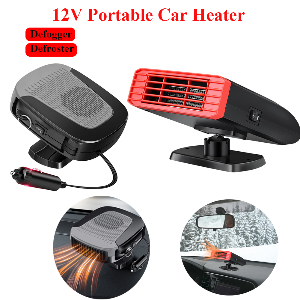 12V Portable Car Heater Fast Heating 360 Degree Rotary Car Windshield Defogger Defroster Electric Heating Fan Defrost Demister