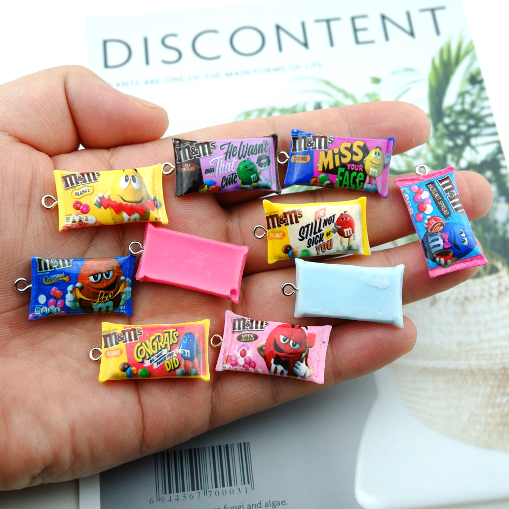 10pcs/Pack M Candy Resin Charms for Earring Bracelet Pendant Jewelry Findings Phone Making